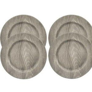 Lot Of 4 Rustic Melamine Faux Wood Charger Plates 13"  Dark Gray Party Catered